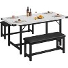 GOCAPTAIN 3-Piece Dining Table Set, Kitchen Table with 2 Benches, Wooden Dining Room Table Set for 4-6 People, Space Saving Set for Home, Apartment - 3 of 4