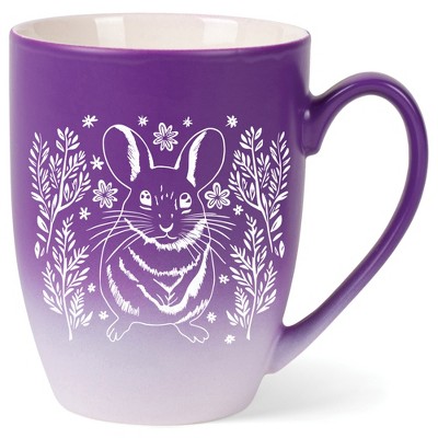 Elanze Designs 12 Ounce Vibrant Two Toned Ombre Ceramic Tea Coffee Cup Mug Purple White Springtime Mouse
