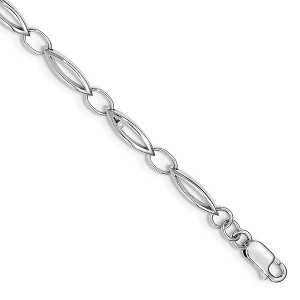 Black Bow Jewelry Diamond Accent Marquise Link Adj. Bracelet in Rhodium Plated Silver - 1 of 4