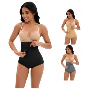 INSPIRE CHIC 3 Packs Women's Front Hook Closure Shapewear Tummy Control Briefs High Waist Butt Lifter Panties - 1 of 4