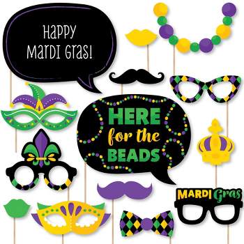 Big Dot of Happiness Colorful Mardi Gras Mask - Masquerade Party Photo Booth Props Kit - 20 Count