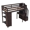 PAGED Simple Wooden Loft Bed Bunk Bed with Desk, Twin Size Bed Frame with 4 Drawers, 3 Shelves, Storage Stairs and Guardrail for Bedroom - 3 of 4