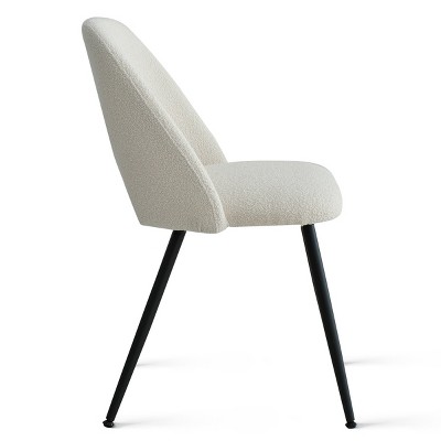 Beige Upholstered Side Chair with Black Metal Legs, Set of 4