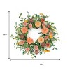 HomeRoots 26" Green Orange And Pink Daisy Artificial Wreath - 3 of 4