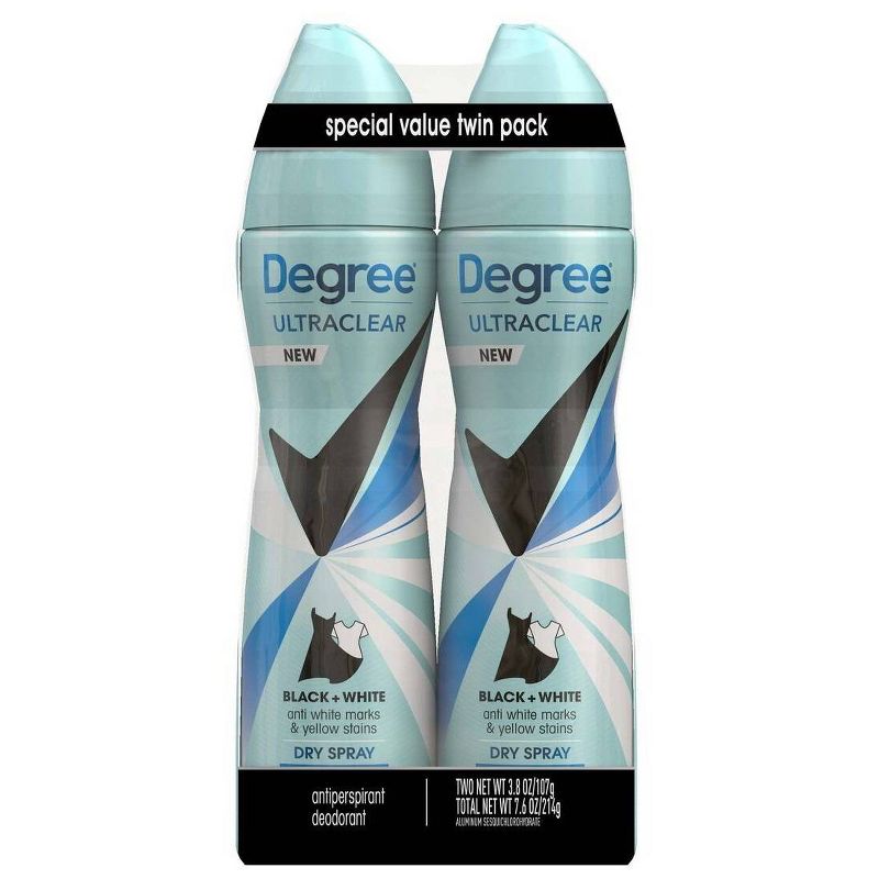 Degree Ultra Clear Black + White Pure Clean Antiperspirant & Deodorant Dry Spray - 3.8oz, 2 of 10