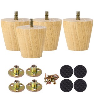 Unique Bargains Wood Furniture Sofa Dresser Legs Round Mid-Century Modern Replacement Feet Set of 4 - 1 of 4