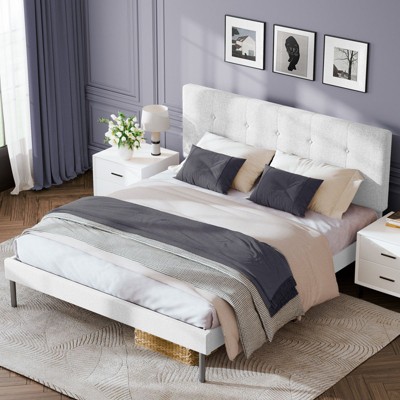 HYLEORY Bed Frame with Headboard, Upholstered Platform Bed Frame