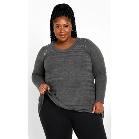 Women s Plus Size Emma Tunic Sweater Charcoal Avenue Target