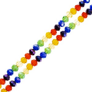 Crystal Lane DIY 7" Glass Faceted Rondelle Designer Beads Double Strand Craft Embellishment 4x6mm Transparent Rainbow - 1 of 4