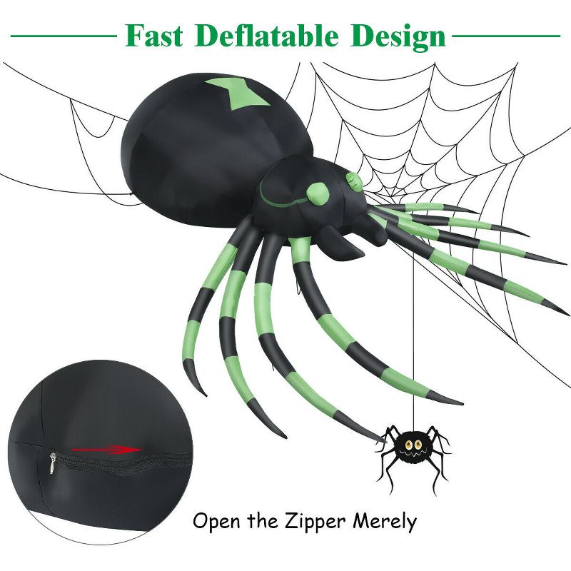 Costway 6FT Halloween Inflatable Blow-Up Spider w/ LED Lights Outdoor Yard Decoration, 5 of 10