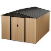 10x8FT Outdoor Metal Storage Shed with Lockable Door, Waterproof UV Protection Sloping Roof Carport for Garden Backyard Patio Lawn, Brown - 2 of 4