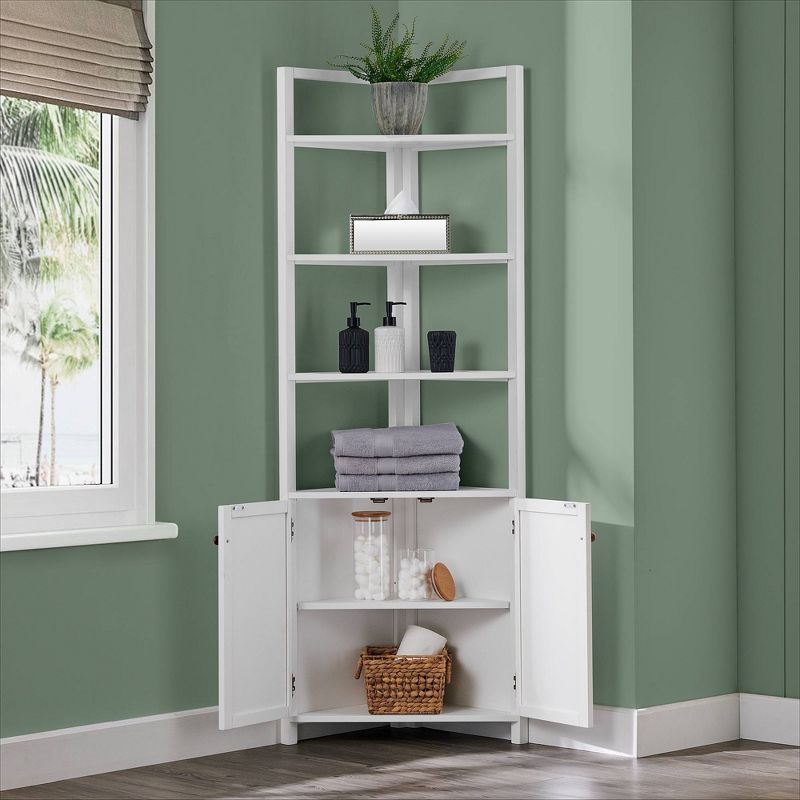 Dover Corner Storage Cabinet with Two Doors and Open Shelving White - Alaterre Furniture, 3 of 8