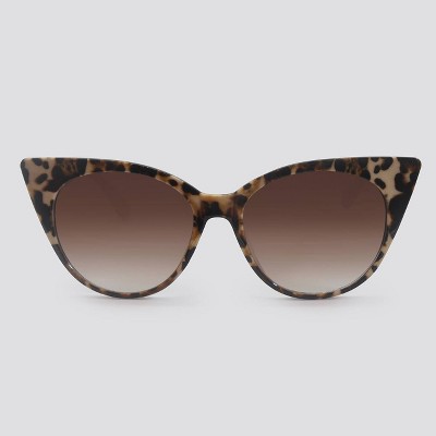 Women's Animal Print Cat Eye Plastic Sunglasses - A New Day™ Brown
