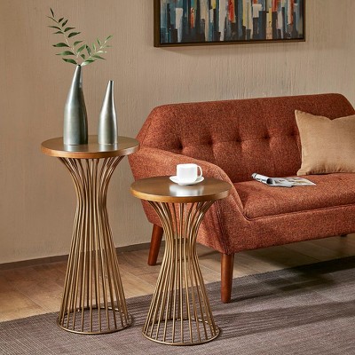 NicBex Oval Marble Coffee Table with Metal Hollow Base,Simple End Table,Center Table for Livng Room