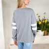 Anna-Kaci Women's V-Neck Pullover with Contrast Sleeve Stripes - 2 of 4