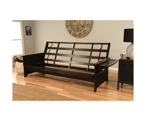 Queen Wheaton Coil Spring Mattress Futon Chocolate Suede - Dual Comfort