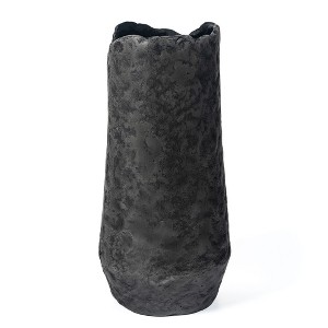 HomeRoots 14" Gray Hammered Cylinder Aluminum Table Vase - 1 of 4