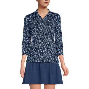 Lands' End Women's 3/4 Sleeve Active Polo Shirt - 1 of 3
