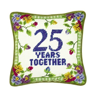 C&F Home 10" x 10" 25 Years Together Needlepoint Small Petite Throw Pillow
