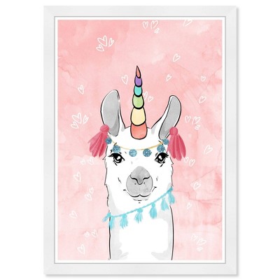 15" x 21" Lovely Unicorn Llama Fantasy and Sci-Fi Framed Art Print - Wynwood Studio: Modern Decor, Digital Art