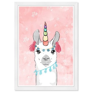 15" x 21" Lovely Unicorn Llama Fantasy and Sci-Fi Framed Art Print - Wynwood Studio: Modern Decor, Digital Art - 1 of 4