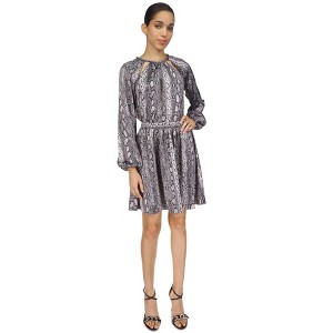 Michael Kors Womens Snakeskin Printed Chain Neck Cocktail Dress - 1 of 1