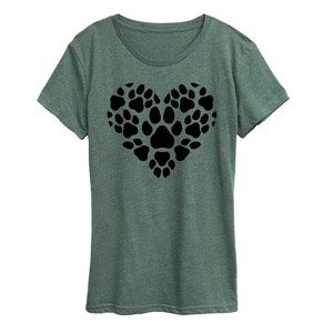 Women's - Instant Message - Pawprint Heart Short Sleeve Graphic T-Shirt - 1 of 4