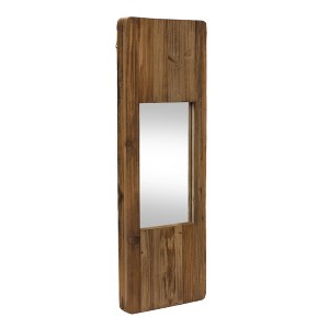 Rustic Wooden Wall Mirror 29"H, Vertical Solid Wood & Glass Decor Mirror by Melrose - 1 of 4