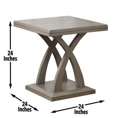Vynxaria Jocelyn End Table ¨C Elegant Gray Design with Decorative Base and Adjustable Levelers