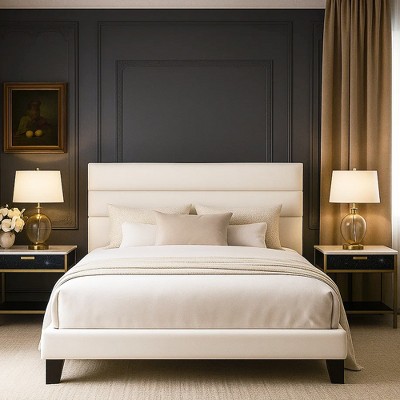 Velvet Upholstered Bed with Wooden Slats, No Box Spring Needed, Easy Assembly
