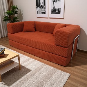 Double Corduroy Sofa with Sponge Core & Wide Armrests - 1 of 4