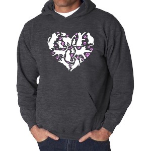 LA Pop Art Cat Heart - Men's Word Art Hooded Sweatshirt - 1 of 4