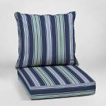 Aurora Stripe Deep Seat Outdoor Cushion Set Sapphire - Arden Selections