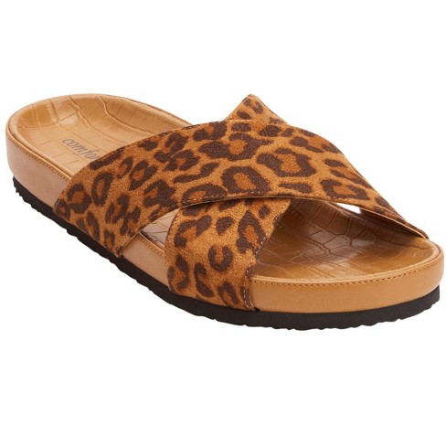 Comfortview Women's Wide Width The Gia Footbed Sandal, 8 W - Animal