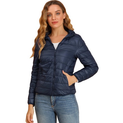 Allegra K Women's Hooded Packable Thickened Short Down Jacket Coat Dark  Blue Xx-large : Target