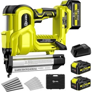 SILVEL 2" Cordless Brad Nailer, 2-in-1 21V Electric Brad Nailer Stapler with 2 * 4.0Ah Battery, 1000pcs Nails, 18GA Staples, Adjustable Depth - 1 of 4