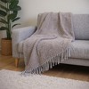 HomeRoots 55" X 70" Taupe And Gray Cotton Blend Woven Checkered Plush Throw Blanket with Fringe - 2 of 4