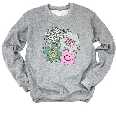 Simply Sage Market Women's Graphic Sweatshirt Stay Gold Lucky Shamrocks St. Patrick's Day