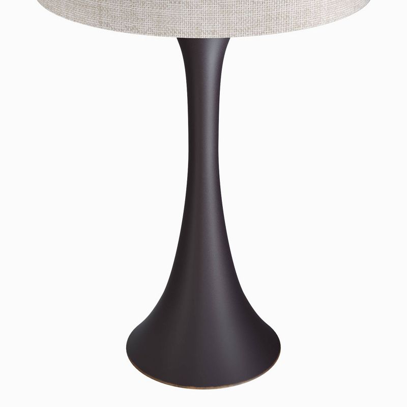 LumiSource (Set of 2) Lenuxe 24&#34; Contemporary Metal Table Lamps Oil Rubbed Bronze with Natural Linen Shade from Grandview Gallery, 5 of 11