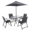 Dexmalle Black Patio Dining Set,Metal Patio Table and Chair Set with Umbrella - 2 of 4