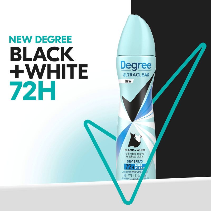Degree Ultra Clear Black + White Pure Clean Antiperspirant & Deodorant Dry Spray - 3.8oz, 4 of 14