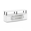 Furinno Modern TV Stand Media Entertainment Center for TV's up To 55" w/2-Door Storage Cabinet,White/Black - 4 of 4