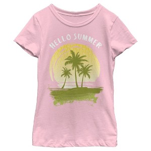 Girl's Lost Gods Hello Summer Palm Tree Silhouette T-Shirt - 1 of 4