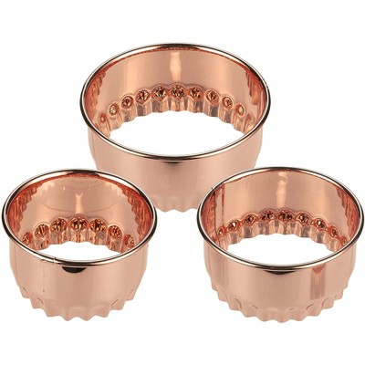 Juvale 3 Piece Two-Sided Copper Cookie Cutter Set for Biscuits, Pastries, Baking, Desserts