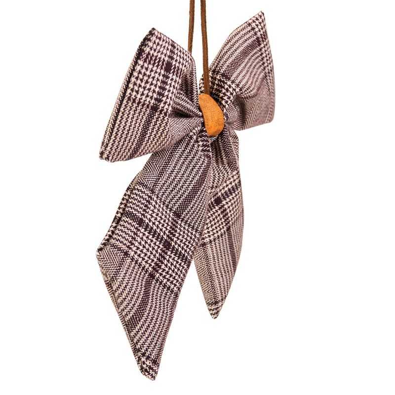 Northlight Houndstooth Plaid Bow Christmas Ornament - 7.5" - Brown and Cream, 3 of 5
