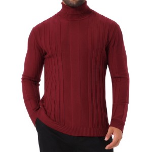 INSPIRE CHIC Men's Long Sleeve Solid Color Winter Knitted Turtleneck Pullover Sweater - 1 of 4