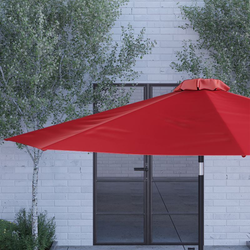 Merrick Lane 9' Round UV Resistant Outdoor Patio Umbrella With Height Lever And 33° Push Button Tilt, 4 of 12