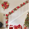 TackView 24" Artificial Wreath with Red Berries, Flowers, Decorative Balls, for Indoor Outdoor Decoration, Red Gold - 2 of 4