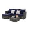 CAVINAS Patio Sofa Set, Woven L Shaped Outdoor Couch, Modern Wicker Backyard Furniture with Footstool for Garden - 4 of 4