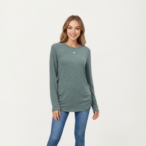 Anna-Kaci Women's Long Sleeve Crew Neck Top with Relaxed Fit and Soft Knit Fabric - 1 of 4